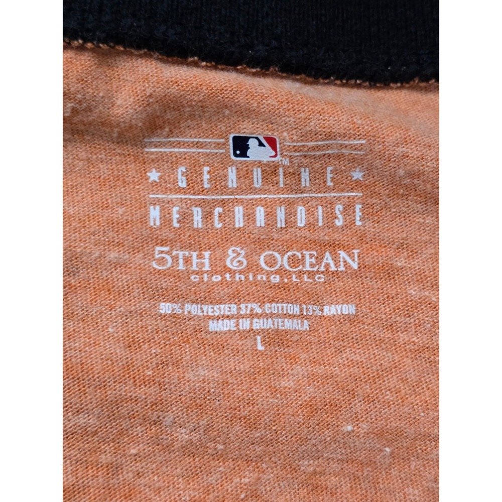 5th & Ocean San Francisco Giants MLB Womens Orange Rhinestone V-Neck T-Shirt L - Picture 2 of 6